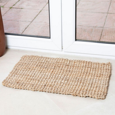Sandsend Natural Brown Handspun Boucle Outdoor Jute Doormat 75 x 45cm