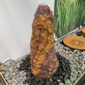 Sandstone Monolith Water Feature - Mains Powered - Natural Stone - L30 x W30 x H60 cm