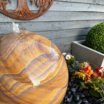 Sandstone Sphere 40cm Natural Stone Solar Water Feature