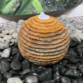 Sandstone Sphere Water Feature - Mains Powered - Natural Stone - L20 x W20 x H20 cm