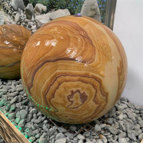Sandstone Sphere Water Feature - Mains Powered - Natural Stone - L50 x W50 x H50 cm