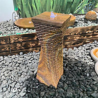 Sandstone Twist Water Feature - Mains Powered - Natural Stone - L25 x W25 x H60 cm