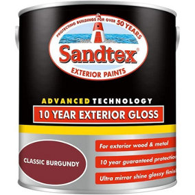 Sandtex 10 Year Exterior Gloss Wood & Metal Paint 2.5L Classic Burgundy