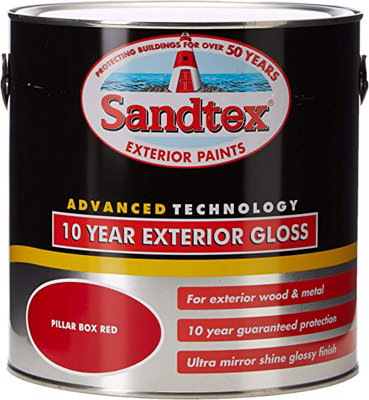 Sandtex 10 Year Exterior Gloss Wood & Metal Paint 2.5L Pillar Box Red