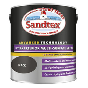 Sandtex 10 Year Exterior Satin 750ml - Black