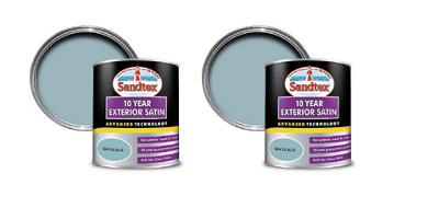 Sandtex 10 Year Exterior Satinwood Paint Gentle Blue 750ml Pack of 2