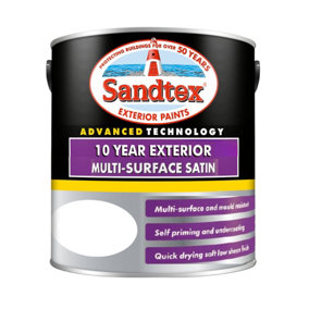 Sandtex 10 Year Multi Surface Quick Drying Satin Black 2.5L