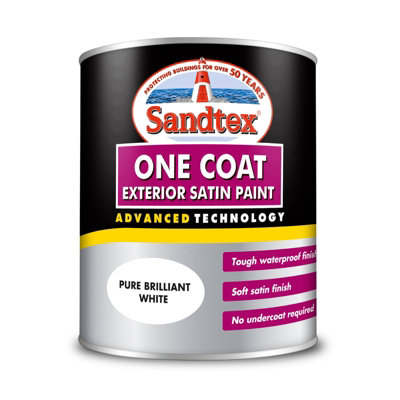 Sandtex Exterior 1 Coat Satin Brilliant White 750ml