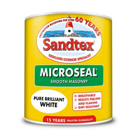 Sandtex Microseal Exterior Smooth Masonry Paint Brilliant White 1L