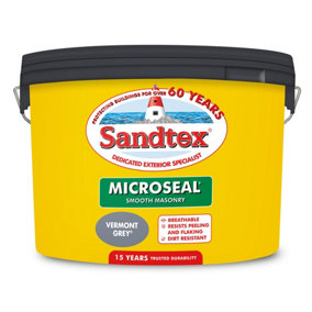 Sandtex Microseal Exterior Smooth Masonry Paint Vermont Grey 10L