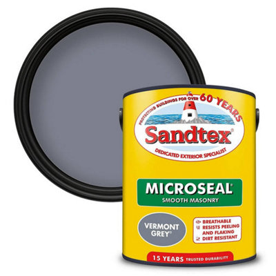Sandtex Microseal Exterior Smooth Masonry Paint Vermont Grey 2.5L DIY