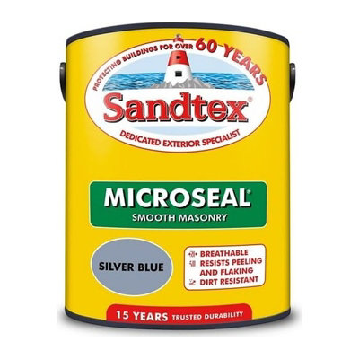 Sandtex Microseal Smooth Masonry Paint Silver Blue 5 Litre - 5102355 ...