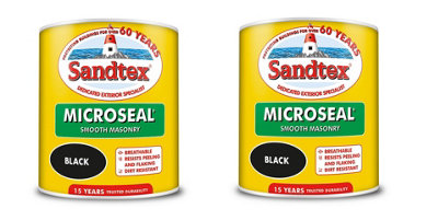 Sandtex Smooth Masonry Paint Black 1L Pack of 2