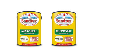 Sandtex Smooth Masonry Paint Cotton Belt 5L Pack of 2