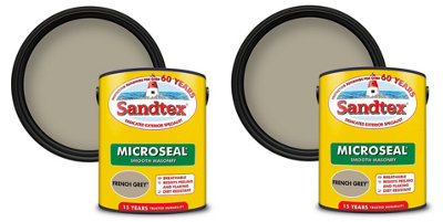 Sandtex Smooth Masonry Paint French Grey 5L Pack of 2
