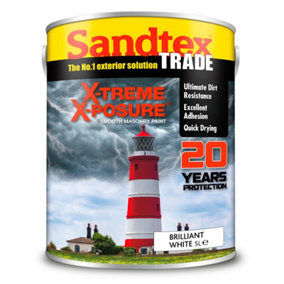 Sandtex Trade Exterior Xtreme X-Posure Smooth Masonry Paint Brilliant White 5L