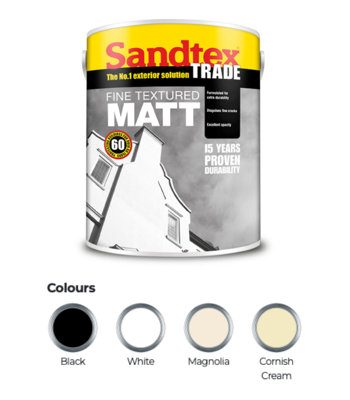 Sandtex Trade Fine Textured Matt Masonry - Black - 5L