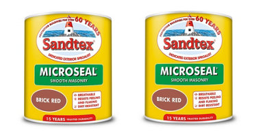 Sandtex Ultra Smooth Paint Masonry Brick Red 1L Pack of 2