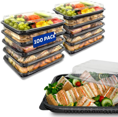Sandwich Platter Trays with Lids 100pack Reusable Catering Trays (33.5