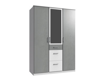 SANDY 135 cm wide 3 door robe with mirrors and drawers | DIY at B&Q