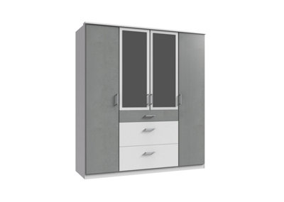 SANDY 180 cm wide 4 door robe with mirrors and drawers