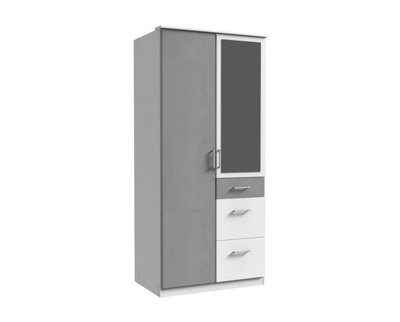 SANDY 90 cm wide 2 door robe with mirrors and drawers