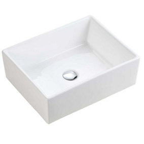 Sanford Gloss White Ceramic Rectangular Counter Top Basin (W)480x(D)390mm