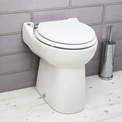 Saniflo Sanicompact Back To Wall Toilet With Built-in Macerator Pump – White 1081 Pan, Dual Flush, Soft Close Seat