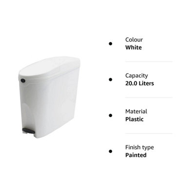 Sanitary Bin 20L Slimline Washrooms Toilets Hygienic Disposal Pedal Container Bins for Female Ladies And Baby Hygiene x3 - 5