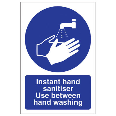 Sanitiser Use Between Washing Sign - Rigid Plastic - 150x200mm (x3)