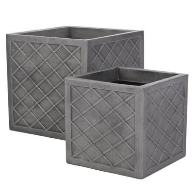 Sankey Lazio Square Planter Grey (One Size)