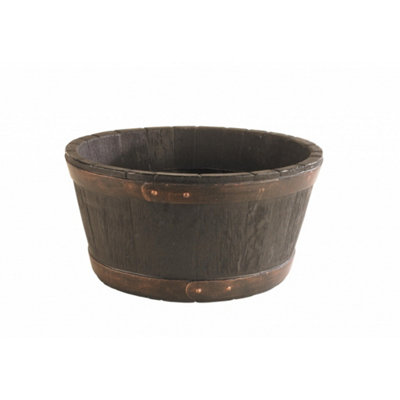 Sankey Round Oak Barrel Planter Brown (One Size)