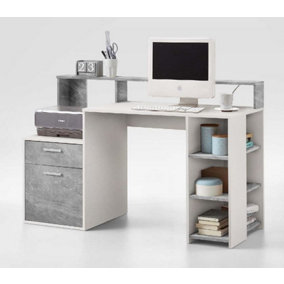 Sansa White and Grey Desk with Hutch
