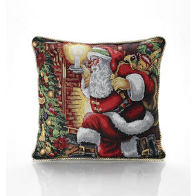 Santa 18" Tapestry Christmas Cushion