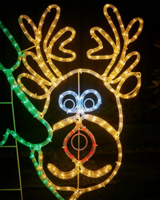 Santa and Reindeer Rope Light Silhouette 12m