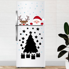 Santa And Rudolph With Christmas Blackboard Wall Stickers Living room DIY Home Decorations