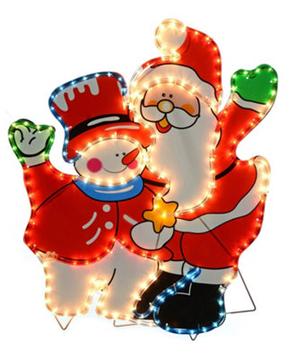 Santa and Snowman Rope Light Silhouette 71cm