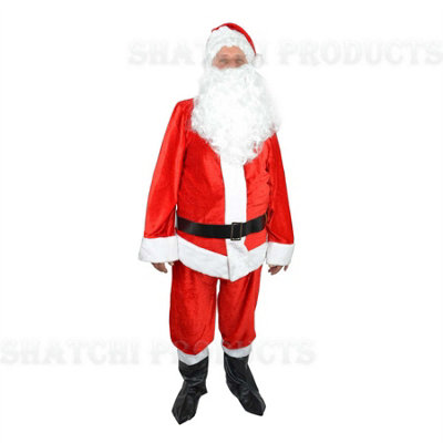 Santa Claus Suit Adult Premium Plush Mens Cosplay Costume Complete Outfit Fancy Dress Father Christmas Party