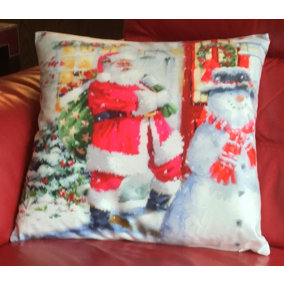 Santa & House 18" Christmas Cushion