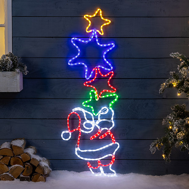 Santa Rope Light Outdoor Christmas Decoration LED Xmas Wall Silhouette  127cm