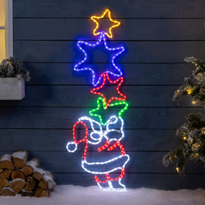 Santa Rope Light Outdoor Christmas Decoration LED Xmas Wall Silhouette  127cm