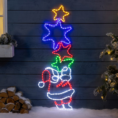 Santa Rope Light Outdoor Christmas Decoration LED Xmas Wall Silhouette 127cm