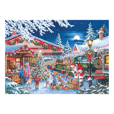 Larsen XM1 – Puzzle Père Noël Et Traîneau – Aurores Boréales – 26 Pièces Figuratives – 36,5 X 28,5 Cm