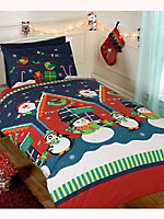 Santa's Grotto Double Christmas Duvet Cover and Pillowcase Set