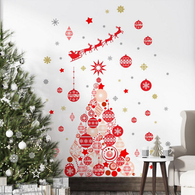 Santa's Sleigh By The Tree Wall Stickers Living room DIY Home ...