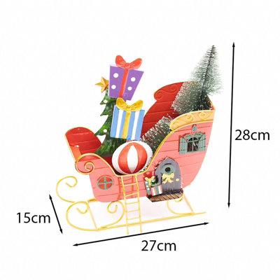 Santa's Sleigh Christmas Decoration - Red