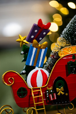 Santa's Sleigh Christmas Decoration - Red - 5