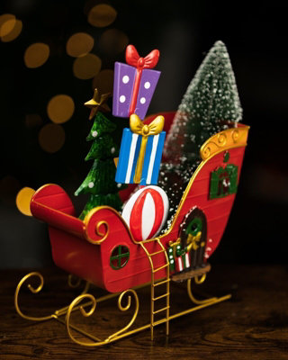 Santa's Sleigh Christmas Decoration - Red - 6