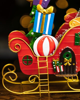Santa's Sleigh Christmas Decoration - Red - 8