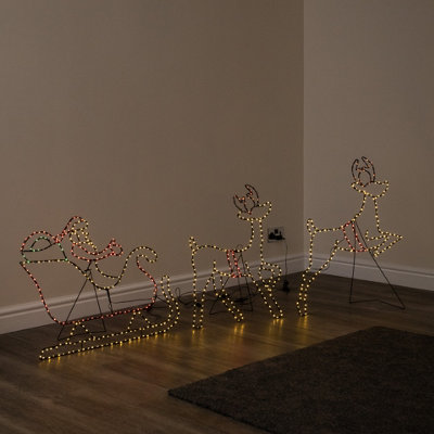 Santa Sleigh & Reindeer Light Up Christmas Silhouette with 662 LEDs